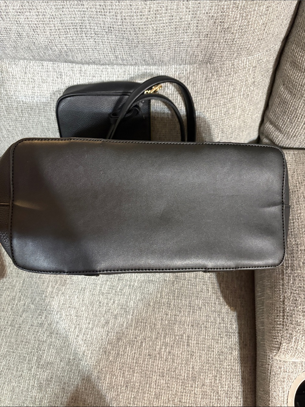 Nine West Black Pebbled Tote with Gold Accent - Picture 12 of 14
